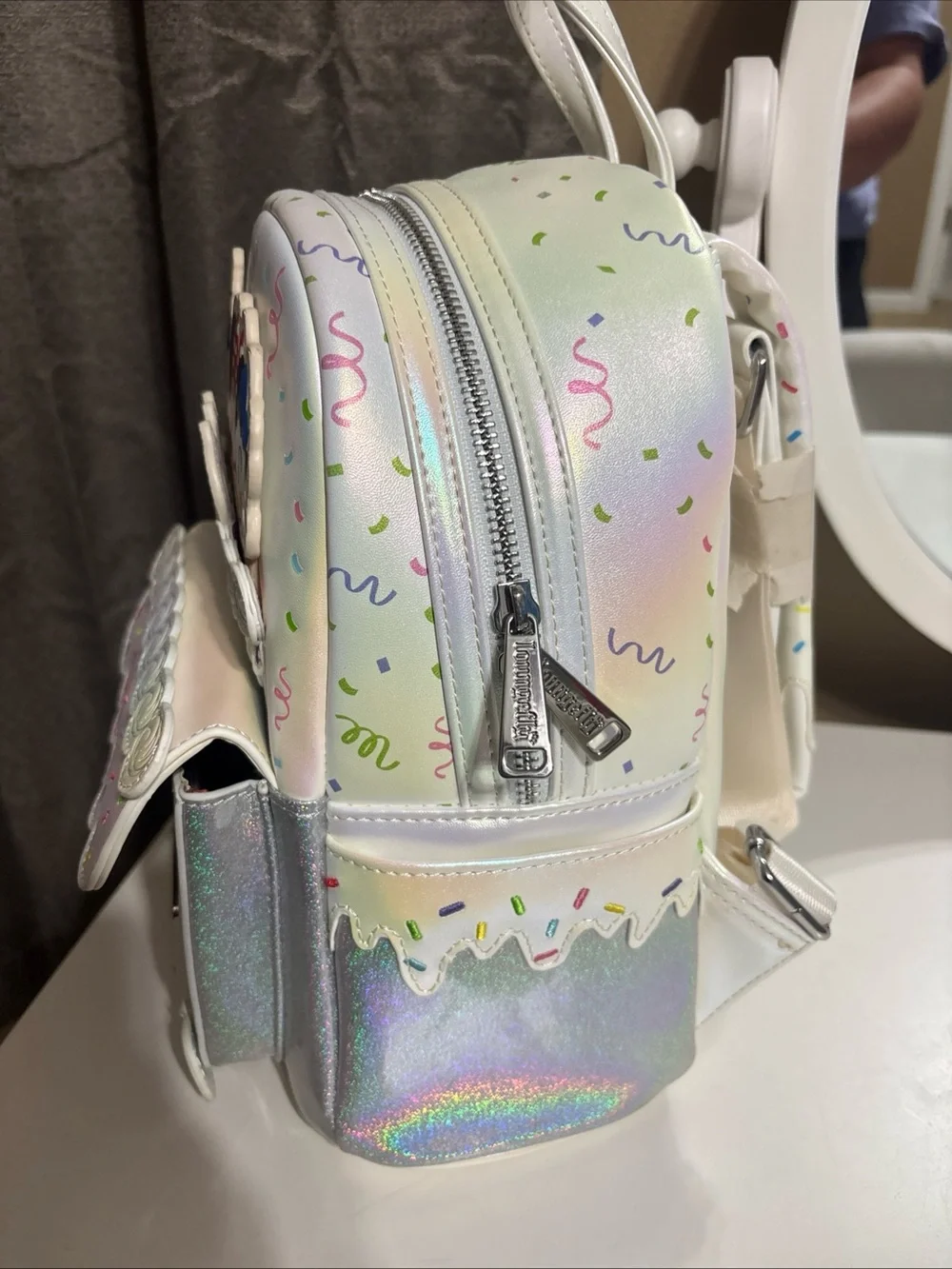 Loungefly Iridescent White Disney Mickey & Friends Mini Backpack